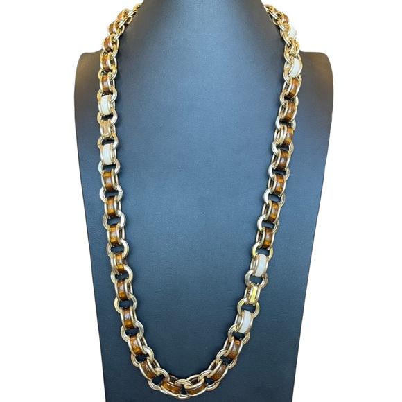 Coldwater Creek Rhinestone Crystal Pave Resin Lucite Chain Link Necklace - Picture 2 of 6